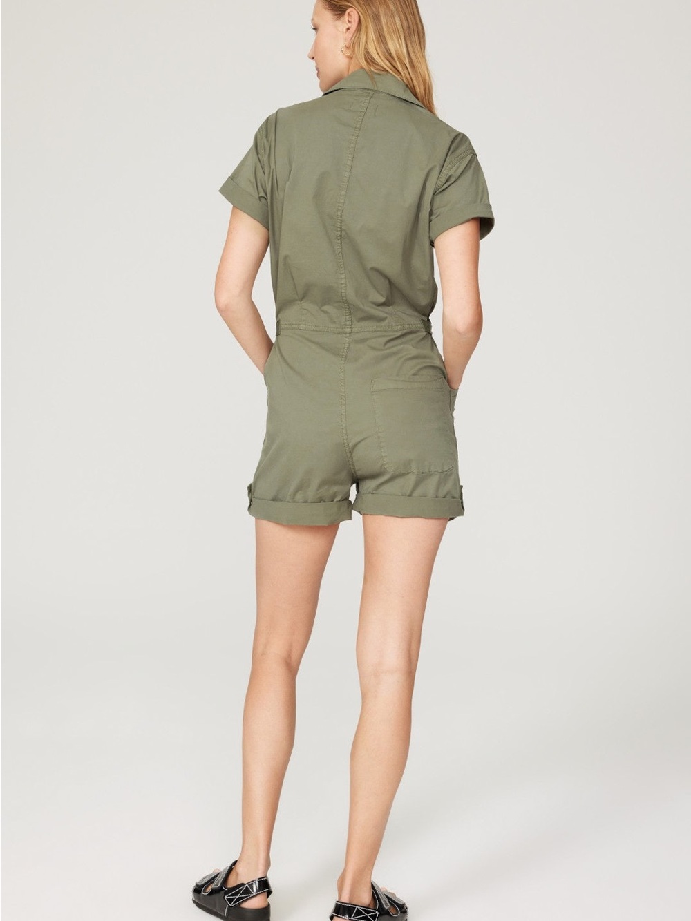 PISTOLA Parker Olive Utility Short-Sleeve Romper - Picture 3 of 6